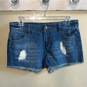 Blu Pepper Distressed Denim Shorts Sz L